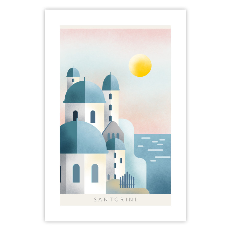 Poster Blue Island - pastel landscape of Santorini island architecture 135001 additionalImage 25