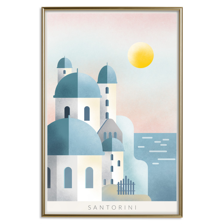 Poster Blue Island - pastel landscape of Santorini island architecture 135001 additionalImage 17
