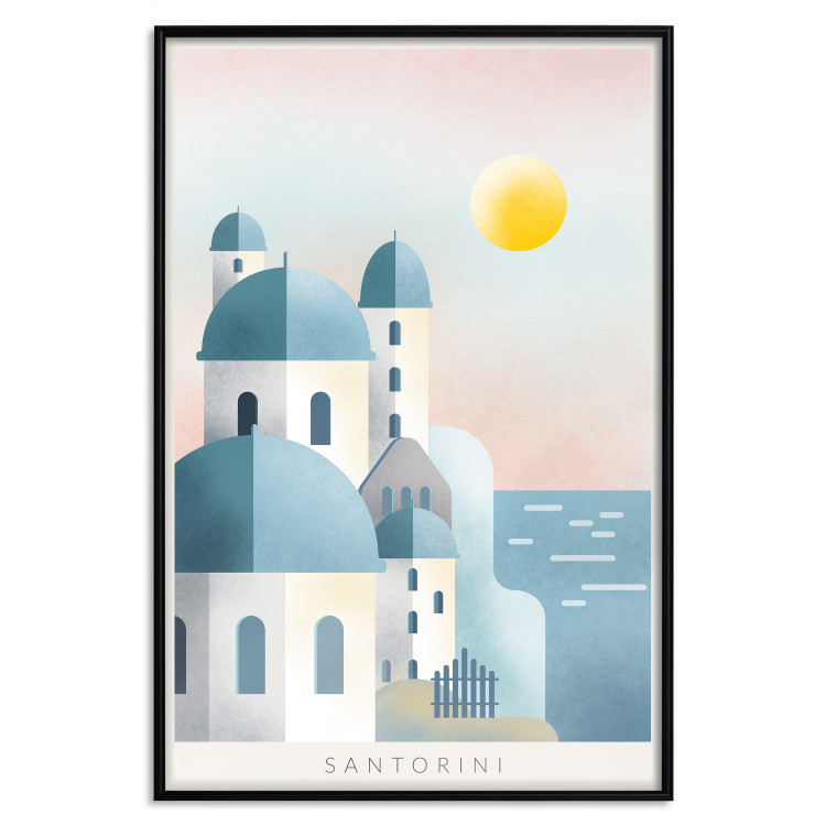 Poster Blue Island - pastel landscape of Santorini island architecture 135001 additionalImage 18