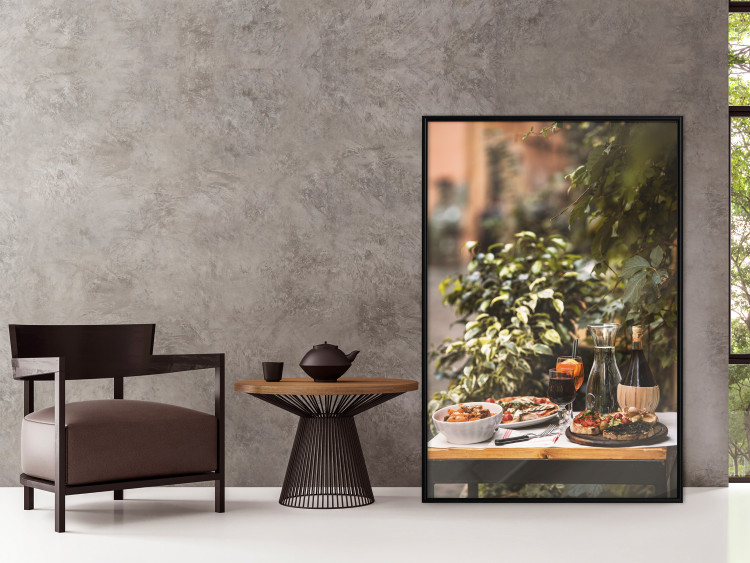 Wall Poster Siesta - composition with wine and Italian food against green plants 135901 additionalImage 15