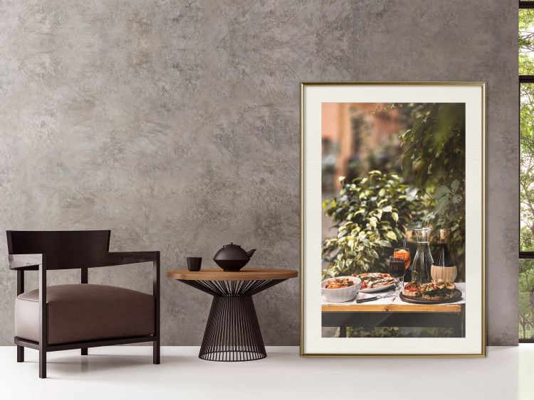 Wall Poster Siesta - composition with wine and Italian food against green plants 135901 additionalImage 26