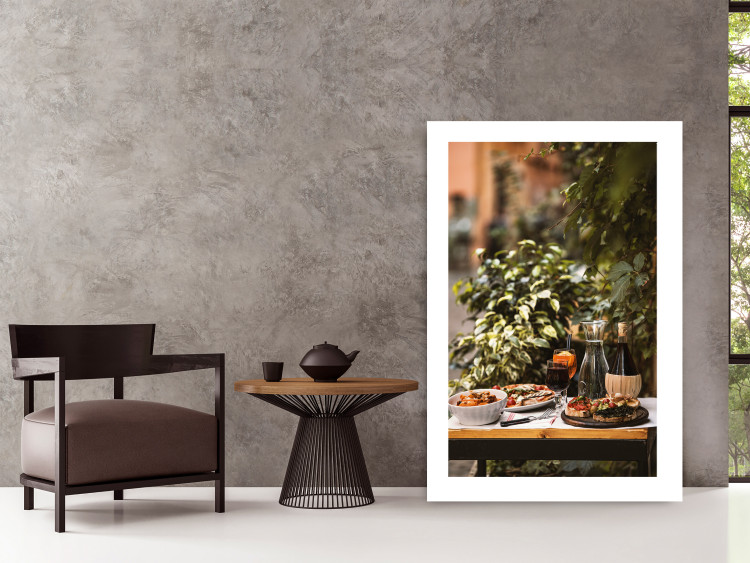 Wall Poster Siesta - composition with wine and Italian food against green plants 135901 additionalImage 23