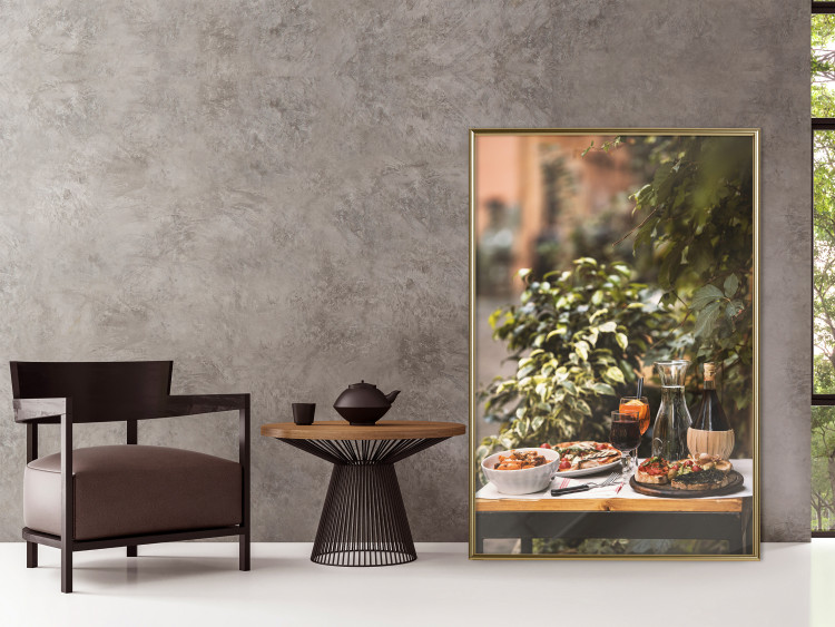 Wall Poster Siesta - composition with wine and Italian food against green plants 135901 additionalImage 16