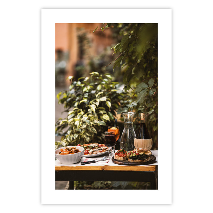 Wall Poster Siesta - composition with wine and Italian food against green plants 135901 additionalImage 13