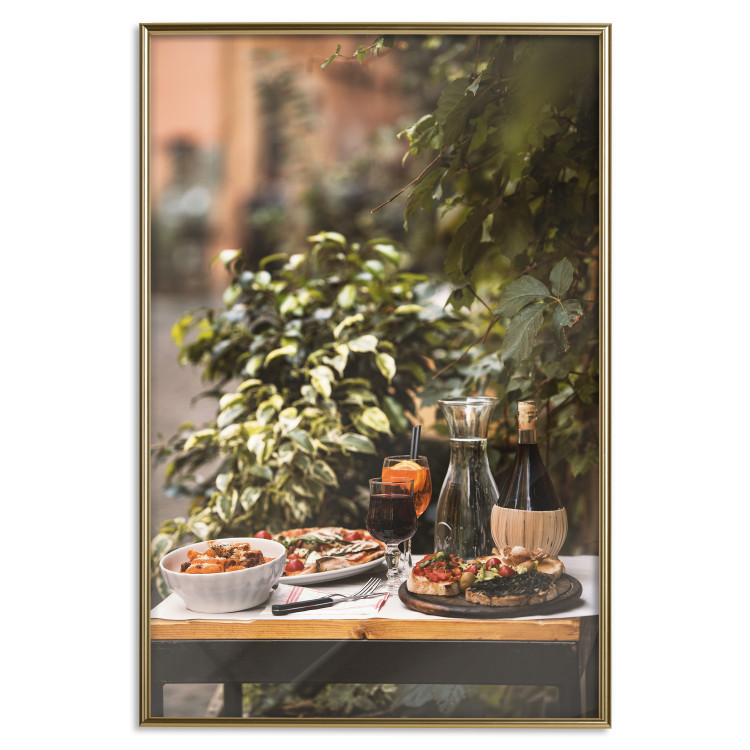 Wall Poster Siesta - composition with wine and Italian food against green plants 135901 additionalImage 11