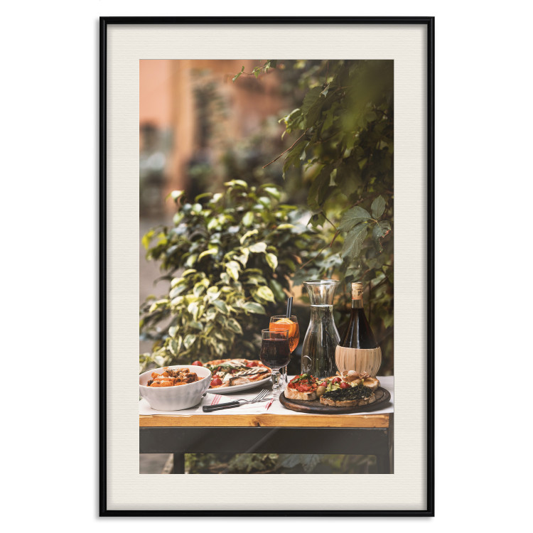 Wall Poster Siesta - composition with wine and Italian food against green plants 135901 additionalImage 17