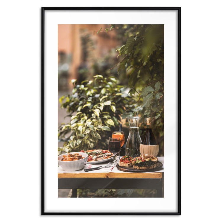 Wall Poster Siesta - composition with wine and Italian food against green plants 135901 additionalImage 19