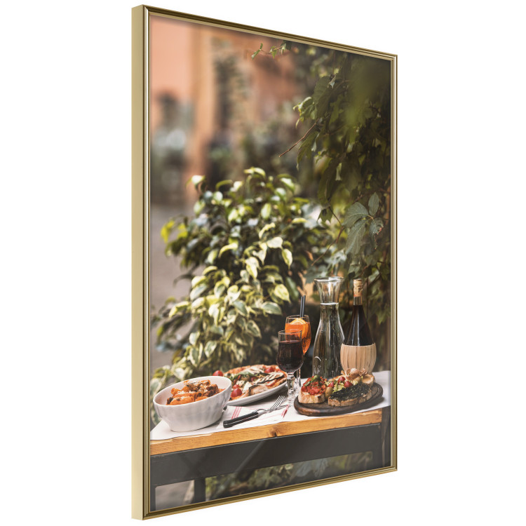 Wall Poster Siesta - composition with wine and Italian food against green plants 135901 additionalImage 2