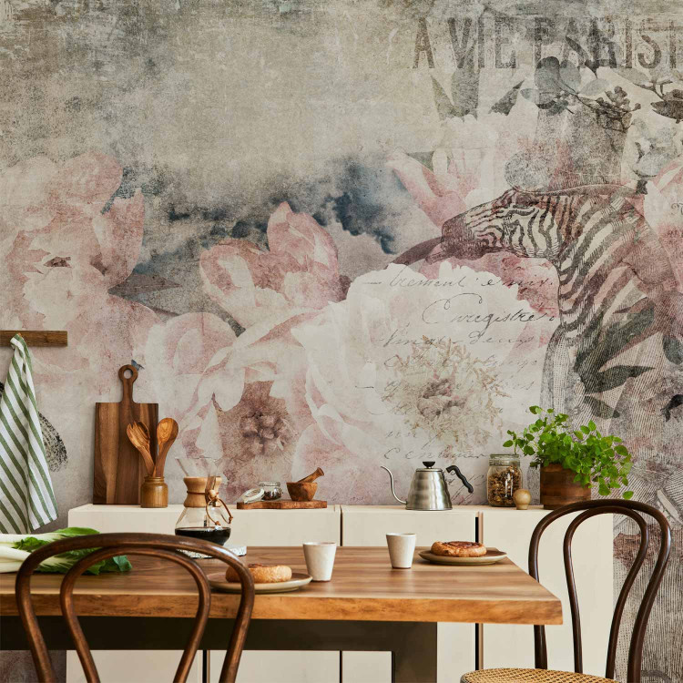 Wall Mural Vitnage style composition - abstract motif with flowers and lettering 136501 additionalImage 4