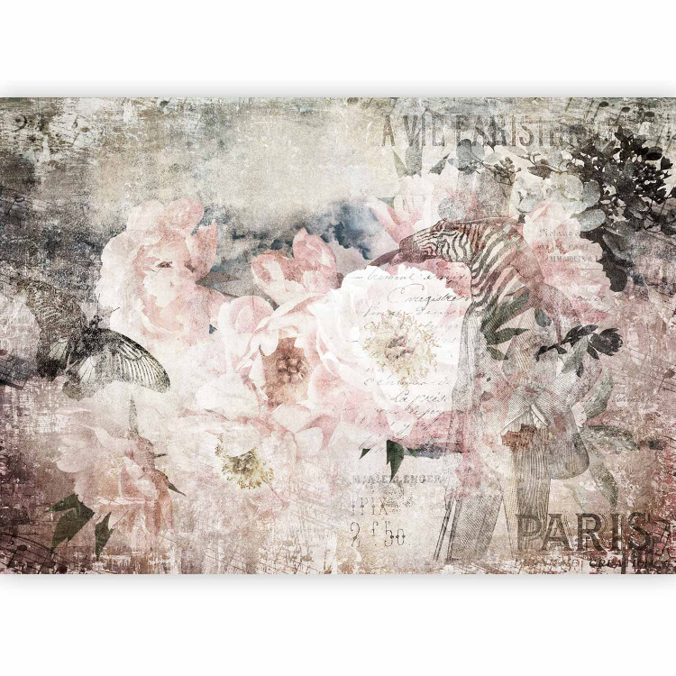 Wall Mural Vitnage style composition - abstract motif with flowers and lettering 136501 additionalImage 1