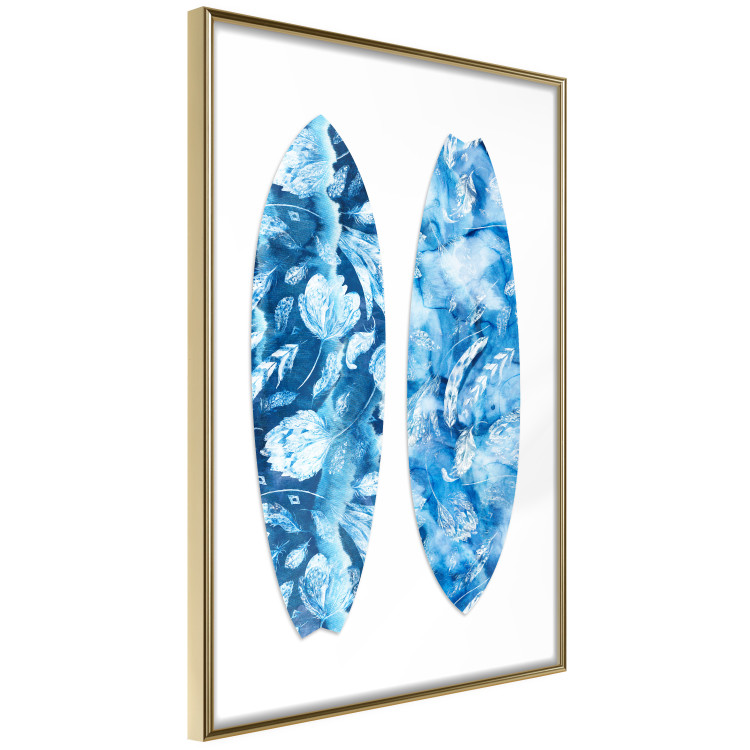 Poster Water Fun - sports board in blue plant patterns on a white background 137701 additionalImage 10