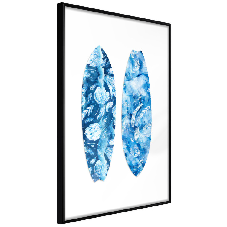 Poster Water Fun - sports board in blue plant patterns on a white background 137701 additionalImage 5