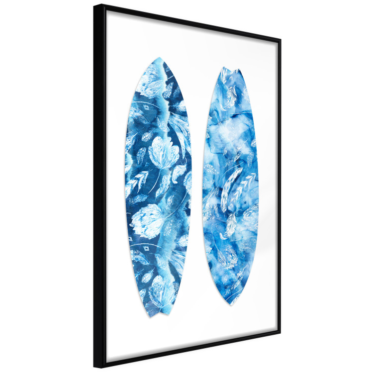 Poster Water Fun - sports board in blue plant patterns on a white background 137701 additionalImage 3