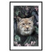 Poster Lynx in Flowers - feline portrait against a background of green plants and flowers 138701 additionalThumb 17