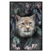 Poster Lynx in Flowers - feline portrait against a background of green plants and flowers 138701 additionalThumb 16