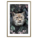 Poster Lynx in Flowers - feline portrait against a background of green plants and flowers 138701 additionalThumb 13