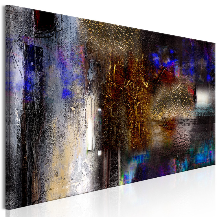 Canvas Art Print Message (1-piece) Narrow - colorful abstraction with a touch of gold 138801 additionalImage 2