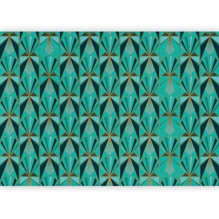 Wall Mural Green abstraction - colourful patterns in gold frame in art deco style 143201 additionalImage 5