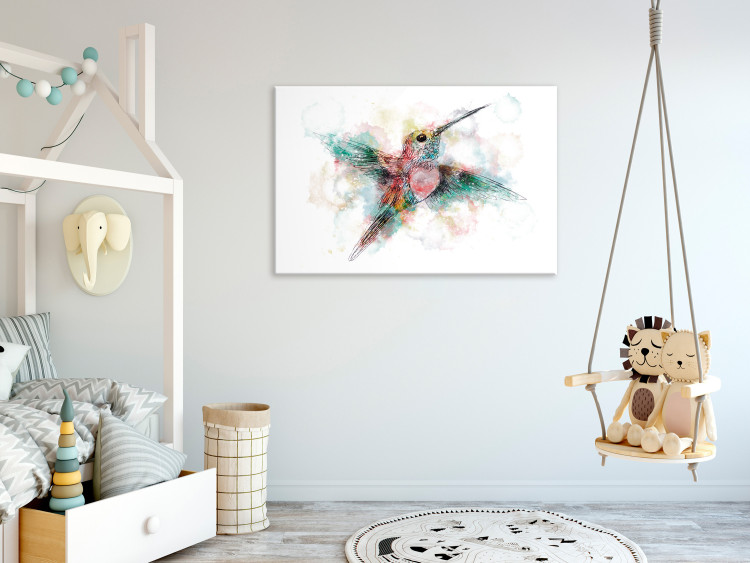 Canvas Print Colorful Hummingbird (1-piece) Wide - multicolored bird for children 143501 additionalImage 3