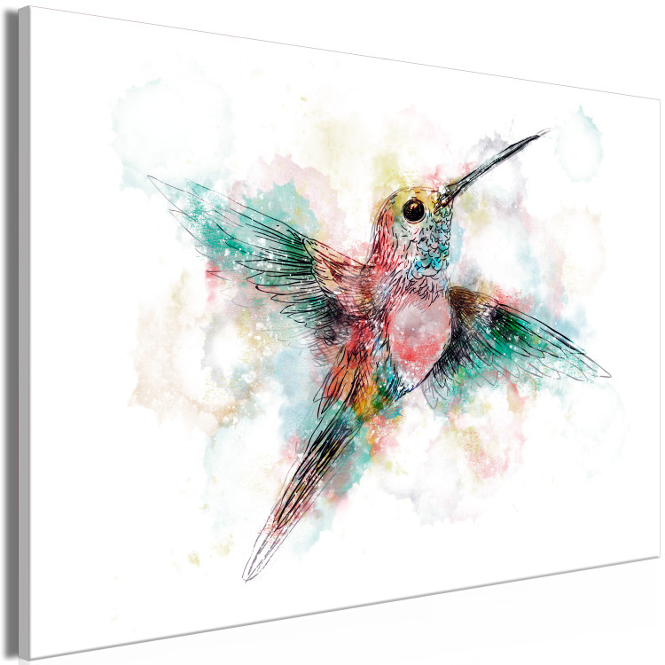 Canvas Print Colorful Hummingbird (1-piece) Wide - multicolored bird for children 143501 additionalImage 2