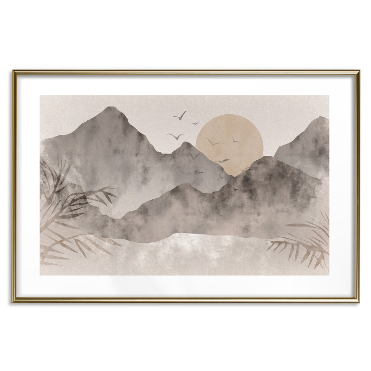 Poster Landscape of Wabi-Sabi - Sunrise and Rocky Mountains in Japanese Style 145101 additionalImage 9