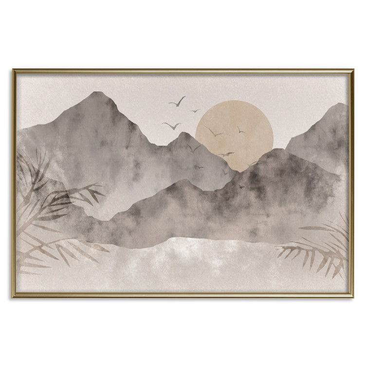 Poster Landscape of Wabi-Sabi - Sunrise and Rocky Mountains in Japanese Style 145101 additionalImage 12