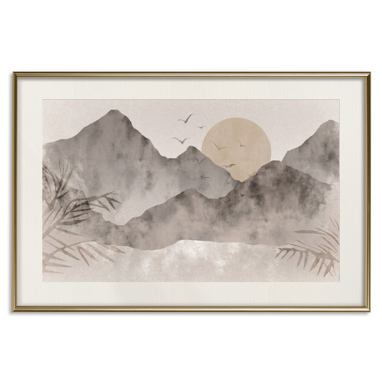 Poster Landscape of Wabi-Sabi - Sunrise and Rocky Mountains in Japanese Style 145101 additionalImage 11