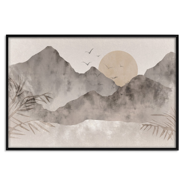 Poster Landscape of Wabi-Sabi - Sunrise and Rocky Mountains in Japanese Style 145101 additionalImage 27