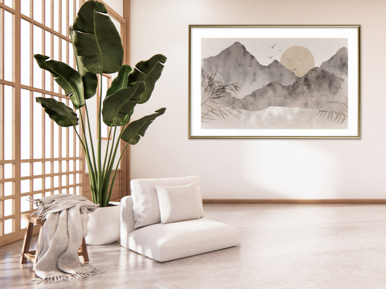 Poster Landscape of Wabi-Sabi - Sunrise and Rocky Mountains in Japanese Style 145101 additionalImage 23