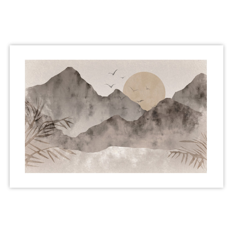 Poster Landscape of Wabi-Sabi - Sunrise and Rocky Mountains in Japanese Style 145101 additionalImage 25