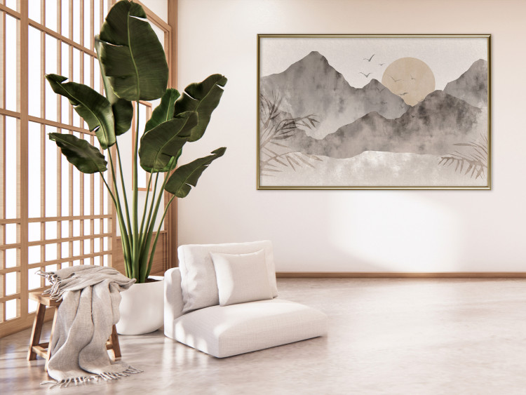 Poster Landscape of Wabi-Sabi - Sunrise and Rocky Mountains in Japanese Style 145101 additionalImage 22