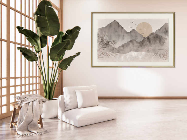 Poster Landscape of Wabi-Sabi - Sunrise and Rocky Mountains in Japanese Style 145101 additionalImage 15