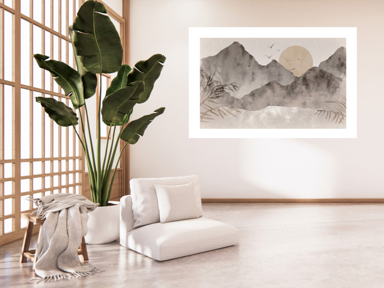Poster Landscape of Wabi-Sabi - Sunrise and Rocky Mountains in Japanese Style 145101 additionalImage 17