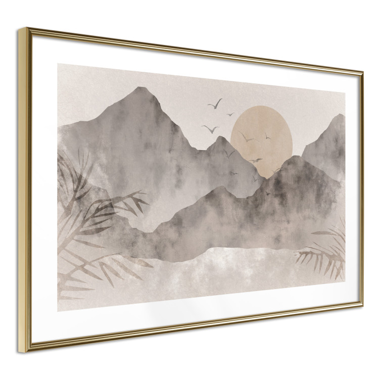 Poster Landscape of Wabi-Sabi - Sunrise and Rocky Mountains in Japanese Style 145101 additionalImage 4