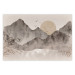Poster Landscape of Wabi-Sabi - Sunrise and Rocky Mountains in Japanese Style 145101