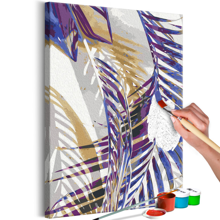 Paint by number Windy Morning - Delicate Purple Palm Branches on a Gray Background 146201 additionalImage 6