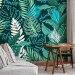 Photo Wallpaper Neon Jungle - Leaves and Inscriptions in Bright Greens and Blues 148801 additionalThumb 4