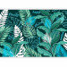 Photo Wallpaper Neon Jungle - Leaves and Inscriptions in Bright Greens and Blues 148801 additionalThumb 1