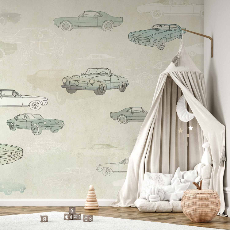 Wall Mural Automotive - Sketches and Drawings of Cars in Subdued Colors 149201
