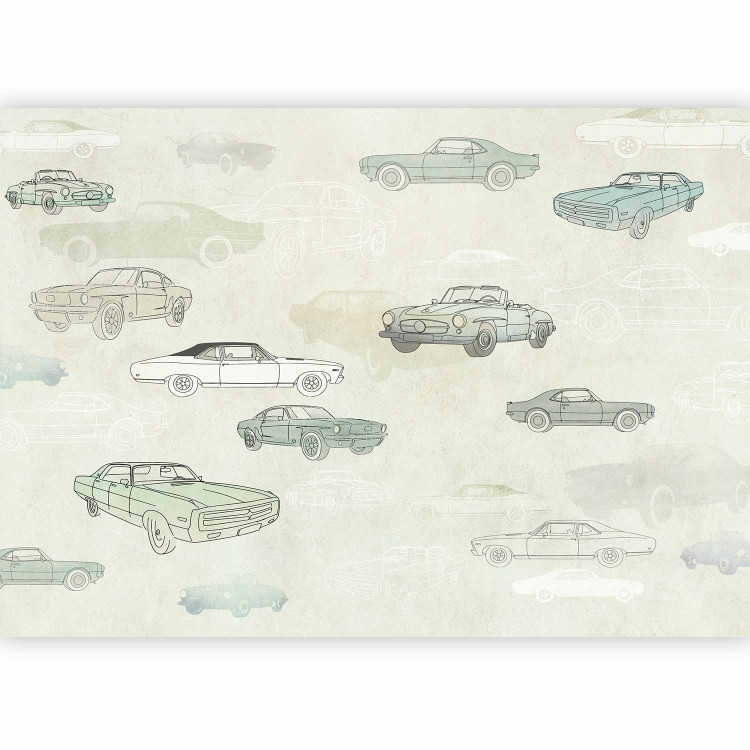 Wall Mural Automotive - Sketches and Drawings of Cars in Subdued Colors 149201 additionalImage 1