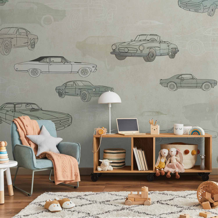 Wall Mural Automotive - Sketches and Drawings of Cars in Subdued Colors 149201 additionalImage 6