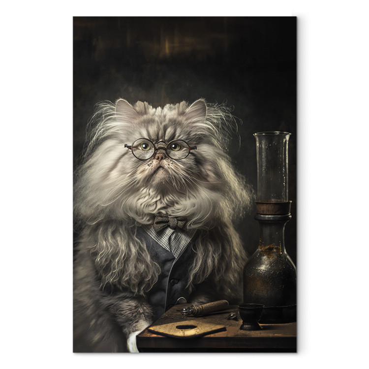 Canvas AI Persian Cat - Portrait of a Fantasy Animal in the Guise of a Professor - Vertical 150101