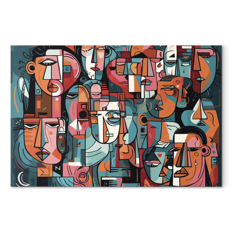 Large canvas print Geometric Faces - Composition Created by Artificial Intelligence [Large Format] 151101