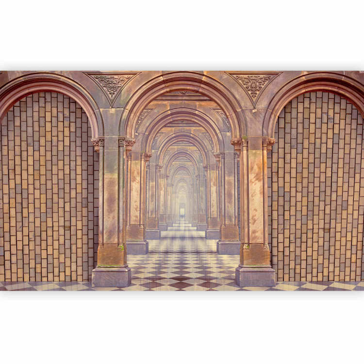 Wall Mural Long brick corridor - 3D illusion optically enlarging the room 60201 additionalImage 1
