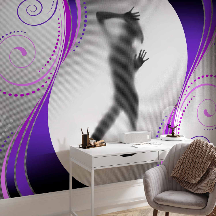 Photo Wallpaper Figure Nude Behind Glass - Silhouette of a female figure against a gray background 61201 additionalImage 4