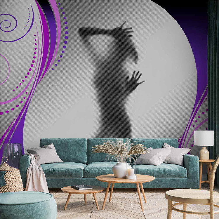 Photo Wallpaper Figure Nude Behind Glass - Silhouette of a female figure against a gray background 61201