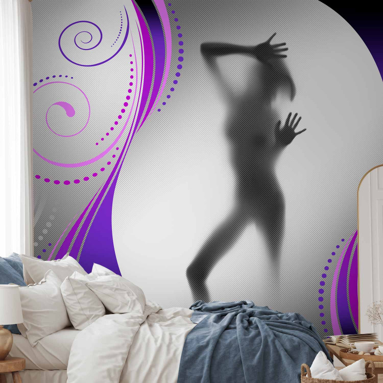Photo Wallpaper Figure Nude Behind Glass - Silhouette of a female figure against a gray background 61201 additionalImage 2