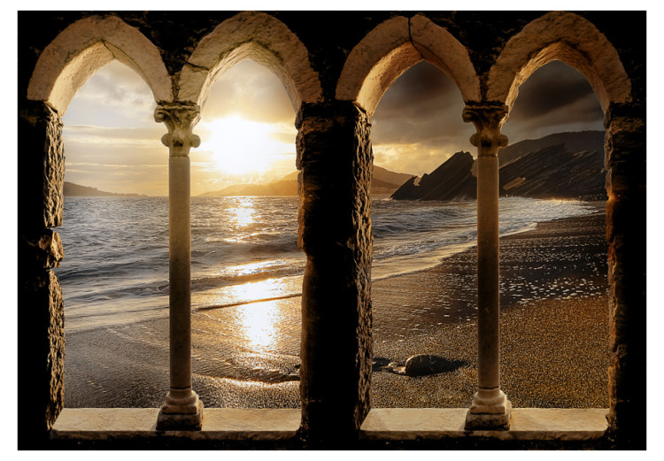 Photo Wallpaper Architecture by the Sea - Landscape of the sea and beach with a sunset 61701 additionalImage 1