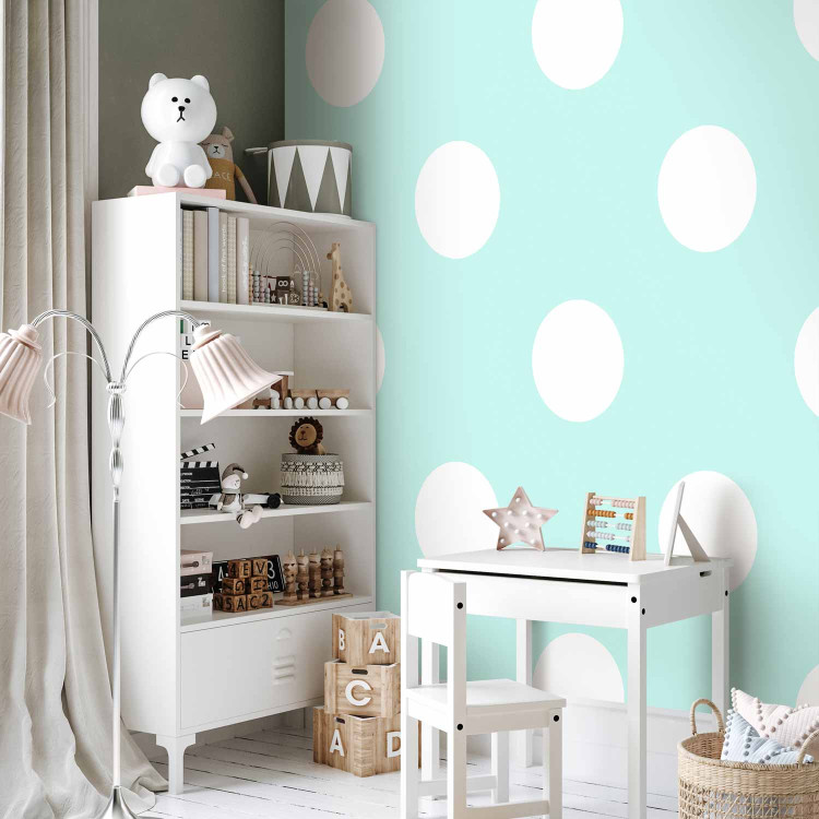 Wall Mural Tiny White Polka Dots - White Dots on Turquoise Background for Children's Room 64801 additionalImage 8