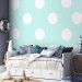Wall Mural Tiny White Polka Dots - White Dots on Turquoise Background for Children's Room 64801 additionalThumb 2